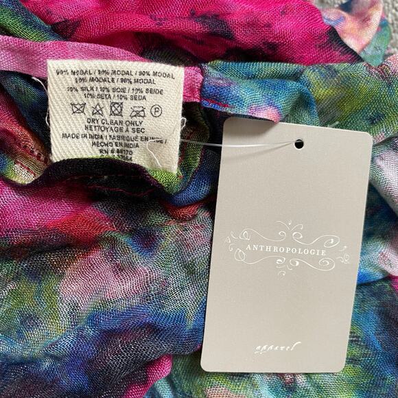 NWT Anthropologie Fau et Fille Infinity Scarf Multi Watercolor Floral Modal Silk - Picture 10 of 12